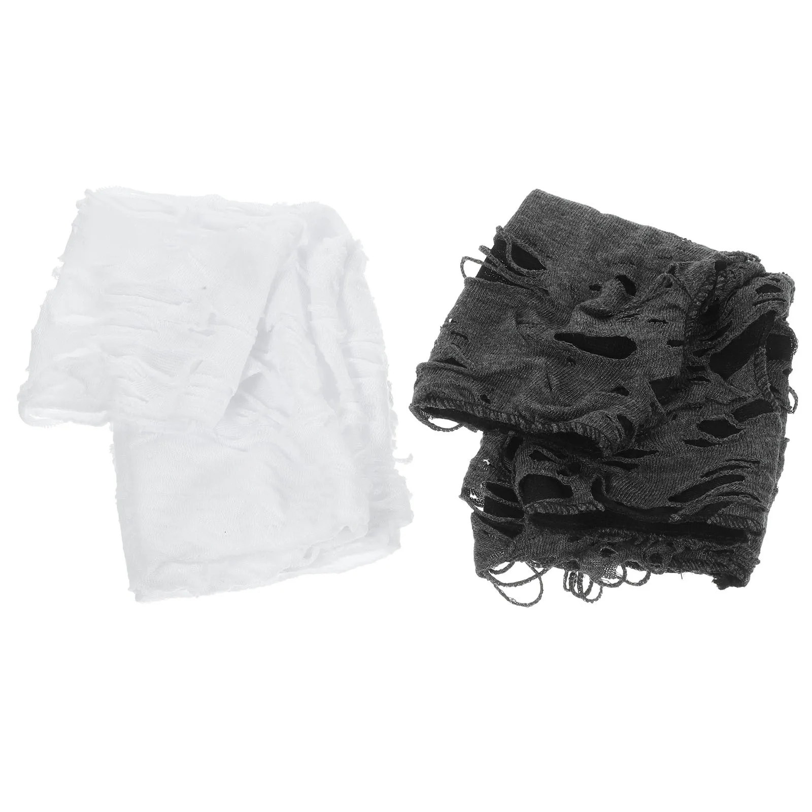 2Pairs Halloween Fingerless Gloves Ripped Polyester Punk Gothic Cosplay Party Gloves for Women Unique Costume Accessory