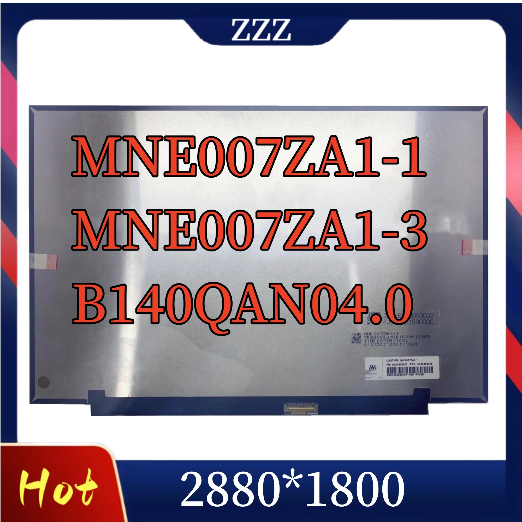 MNE007ZA1-1 MNE007ZA1-3 Fit B140QAN04.0, panel de pantalla LCD delgado de 14 pulgadas, 2,8 K, 2880x1800, 16:10, IPS