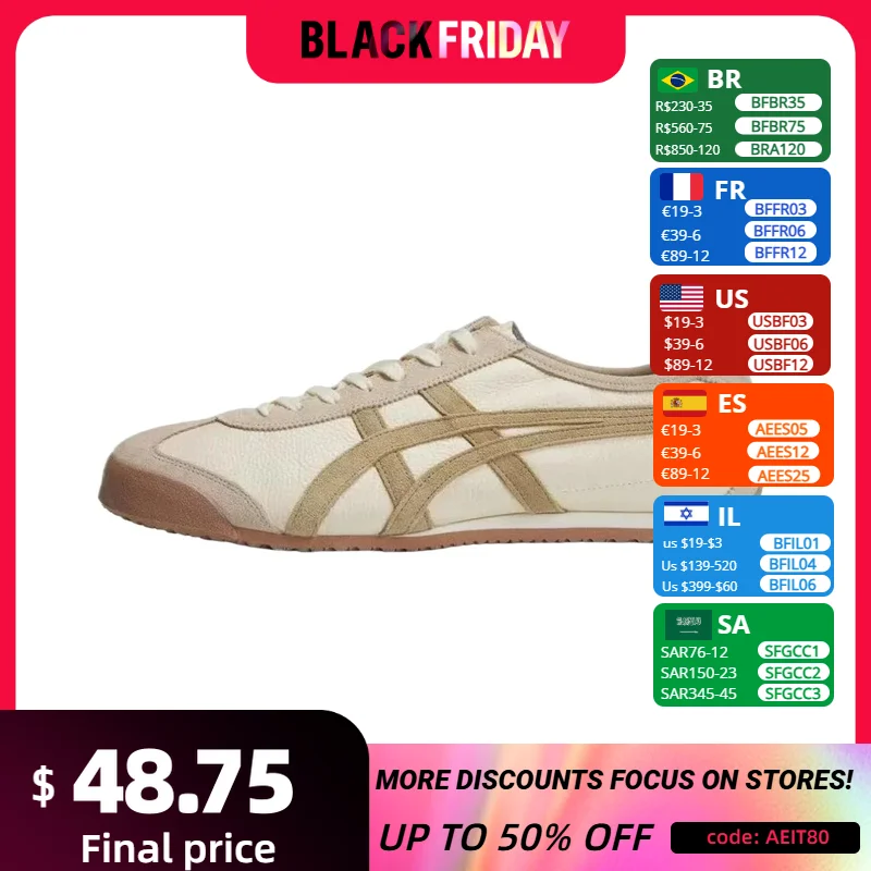 Asics Onitsuka Tiger MEXICO 66 Original Classic Low Side Men Women Sneaker Lightweight Running Shoes Gray Brown