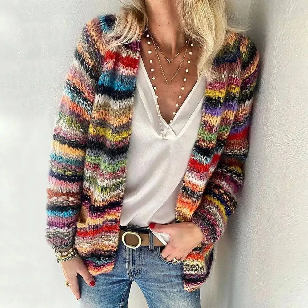 

Sweater Knitted Cardigan Thin Loose Jacket For Women Casual Crop Clothes Elegant Female Clothing Fashion Top