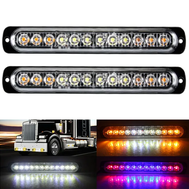 4/6/12 LED Strobe Warning Light Strobe Grille Flashing Always on Traffic Light bar Car Beacon Lamp Amber White 12/24V for Truck