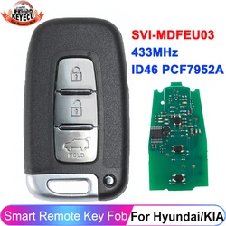 KEYECU Smart Remote For HYUNDAI Tucson ix35 Accent Veloster Sonata Solaris Santa Fe Verna i45 i30 433MHz ID46 Key Fob 3 Buttons