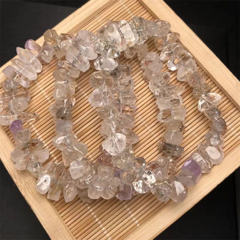 Natural Herkimer Diamond Gravel Stone Bracelet Women Fashion Sweet Reiki Healing Energy Strand Girls Jewelry Gift 1PCS