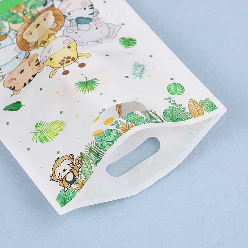 Jungle Safari Zoo Theme Candy Gift Bag, Birthday Party Packaging Bags for Kids, Baby Shower Decoração, Favores Suprimentos, 10Pcs