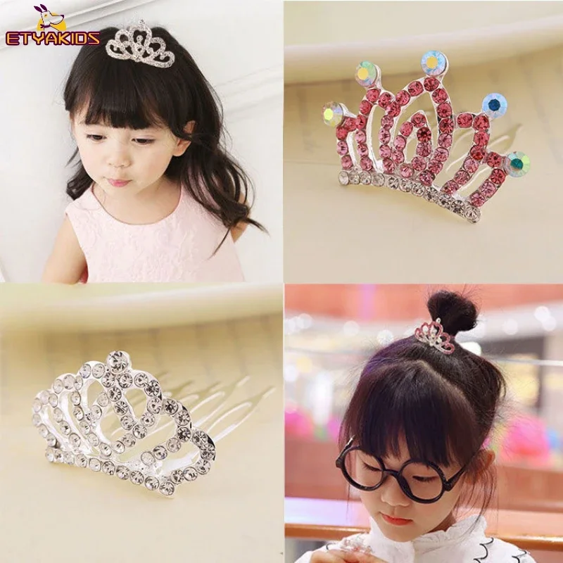 Kids Glitter Tiaras 3D Crown Hairbands for Girls Sparkling Festival Princess Hair Sticks Girls Headwear Kids Hair Accessories