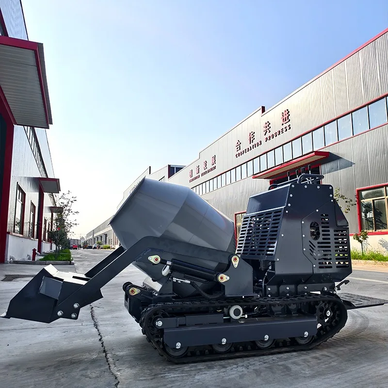 Mini Concrete Mixer 750kg Self-loading Crawler Dump Truck with Hydraulic System Rotatory Drums for Sale