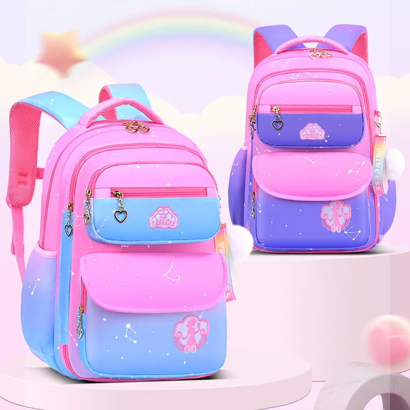 Primary School Bag for Teenage Girls Students Backpack Cute Pink Color Children's Backpack Large Capacity Kids School Bag