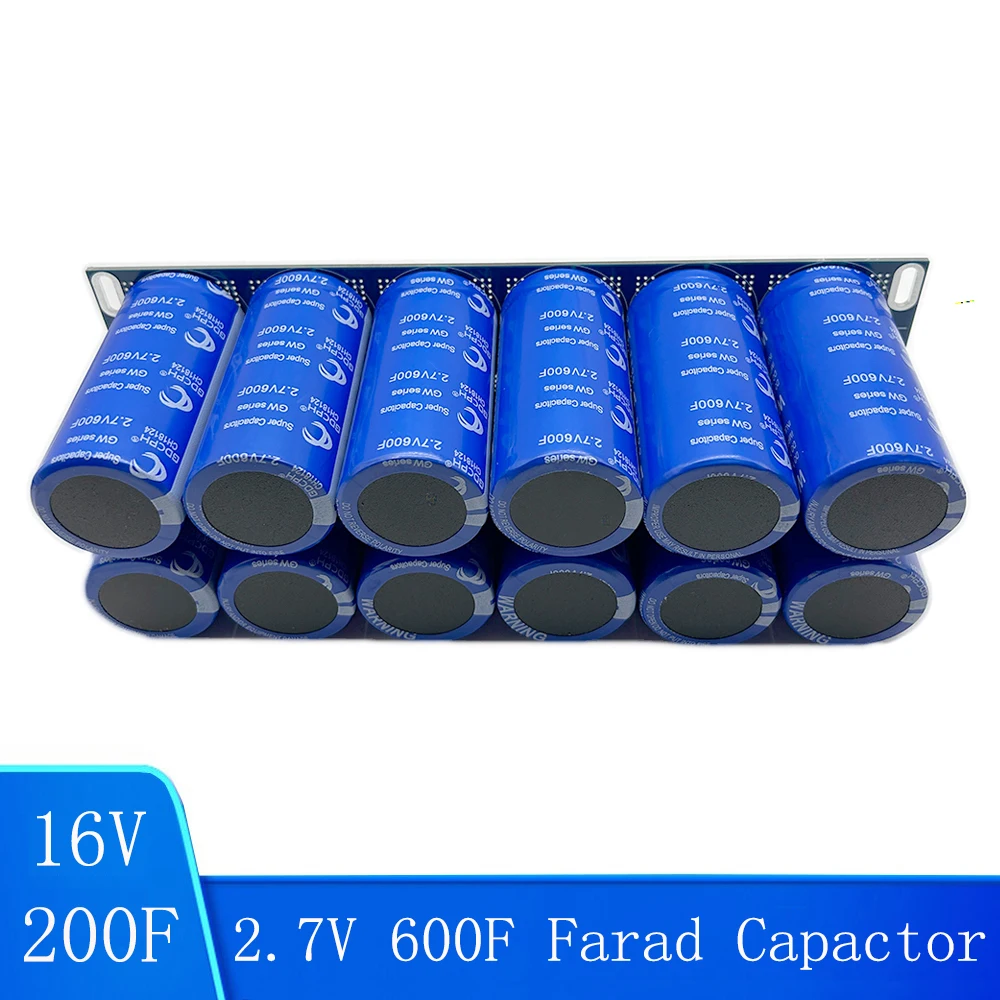 

12PCS/1Set 32V 50F Double Row Farad Capacitor Super Capacitor 2.7V 600F Automotive Super Farad Capacitor Module Starting Power