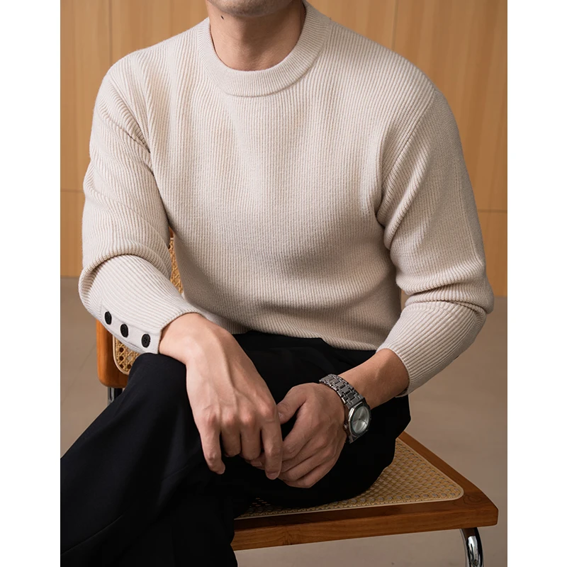 

Heavy Weight Men Jumper Korean Trendy Thick Sweater Male Long Sleeve Wool Blend Clothes Pullover Knit Tops