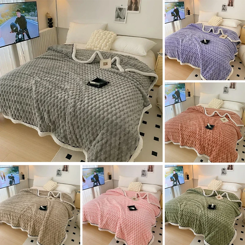 120*200cm Coral Velvet Double-sided Blanket Thickened Washable Moisture-absorbing Warm Blanket Multi-purpose Breathable Sheet