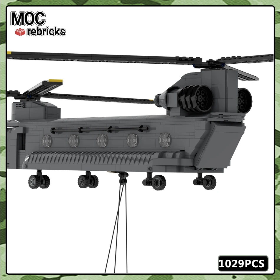 

MOC Military Series WW2 CH-47 Chinook Modern Flight Transport Parts Set DIY Building Block Model Children's Gift Educational Toy