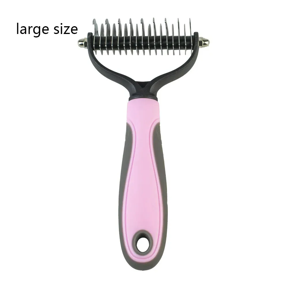 

Pet Grooming Brush Double Sided Shedding and Dematting Undercoat Rake Comb for Dogs Cats Extra Wide Dog Grooming Brush Pet Combs