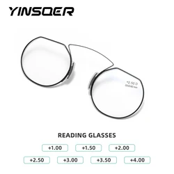 Presbyopic Glasses Nose Men's Eyeglasses Reading Clip Nose Stainless Steel Anti Blue Light Glasses Women Anti-Lost Legless +2