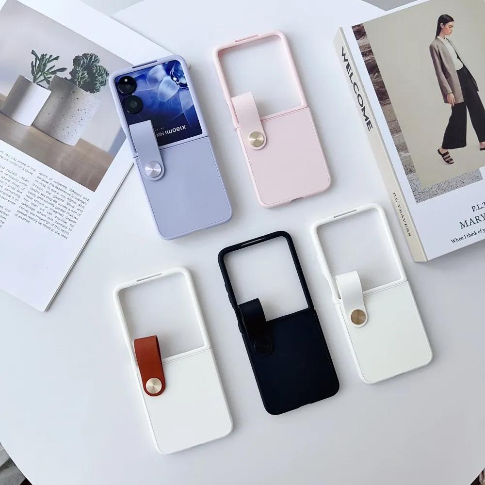 For Xiaomi MIX Flip MIXFlip Case With Strap Faux leather Skin-Friendly Shockproof Protection Folding Hard Back Cover Accessories