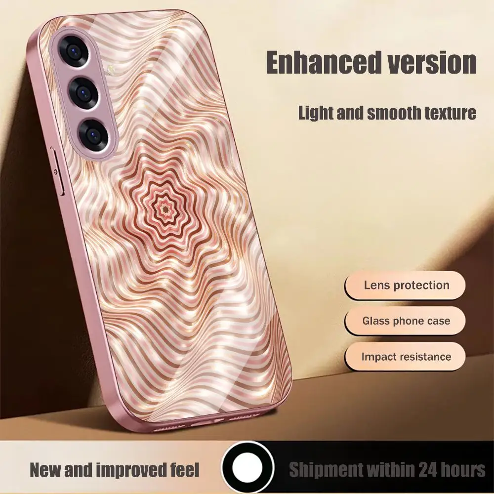 Rose Gold Wave Vortex Multi-color variants glass phone case for Samsung Galaxy S26 S25 S24 S23 S22 FE,Ultra,Plus Dropresistant