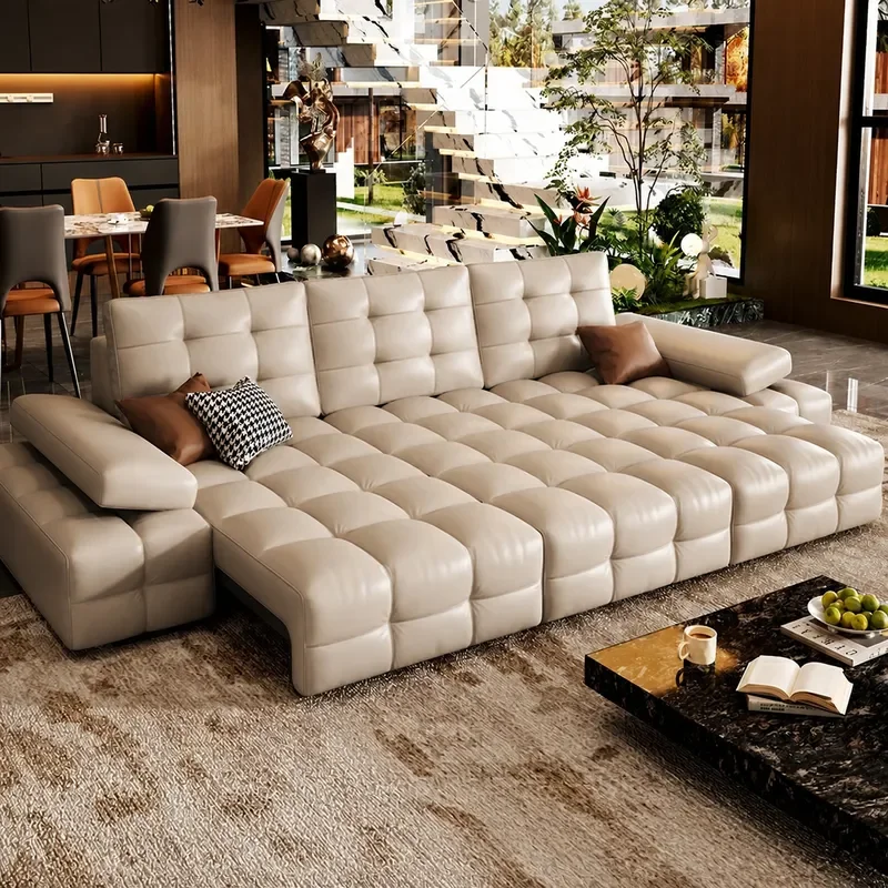 Zero Wall Sofa First Layer Cowhide Multifunctional Italian Living Room Retractable Electric Sofa