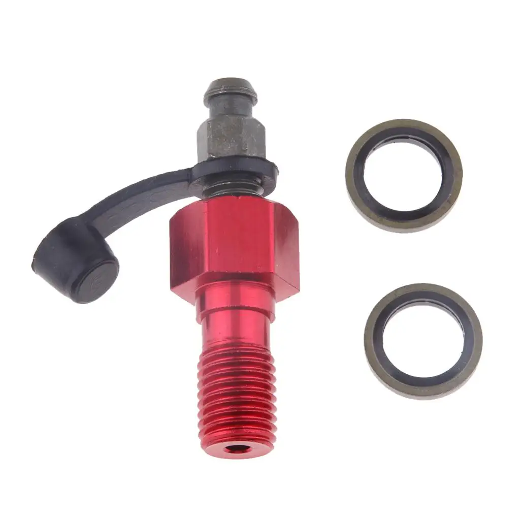 

2x Banjo Motorcycle Brake Caliper And Bleeder Nipple / Screw M10 X 1.25mm Red