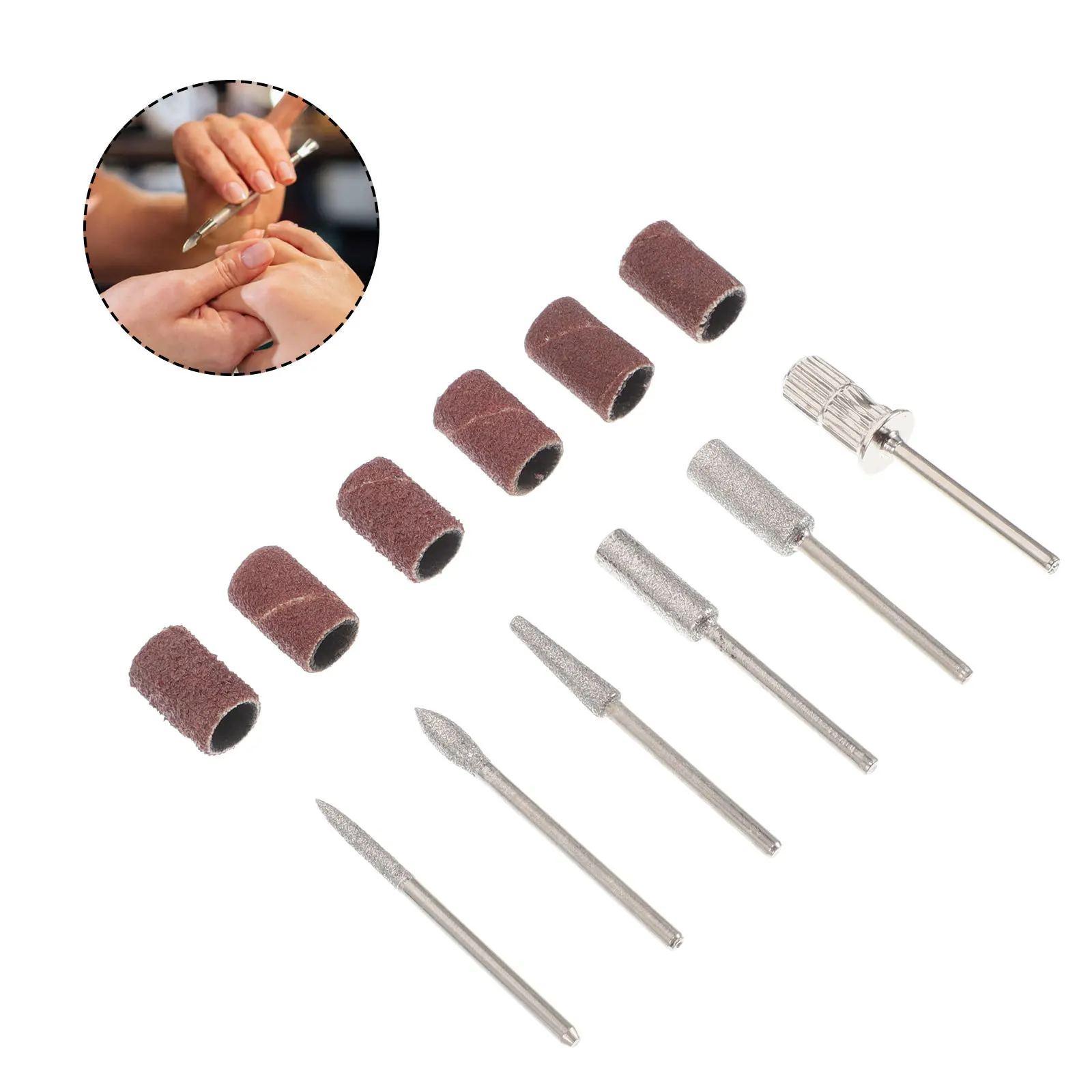

6Pcs Nail Bits Set Diamond Manicure Pedicure Drill Bits Hard Durable Grinding Polishing Sanding Band Nails Accessories