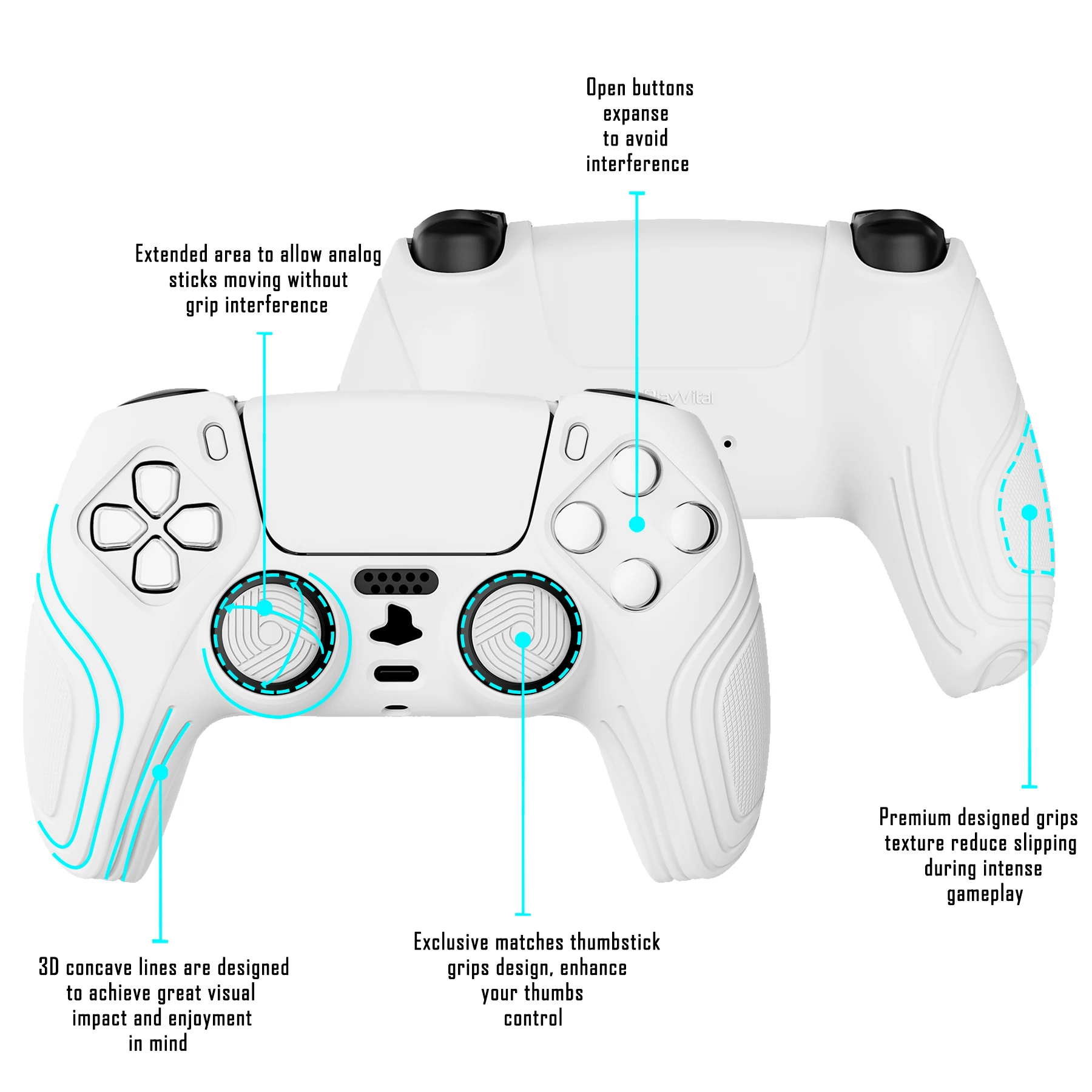 PlayVital Samurai Edition Anti-slip Grip Silicone Skin Protective Case W/Thumb Stick Caps for ps5 Controller - 10 Colors