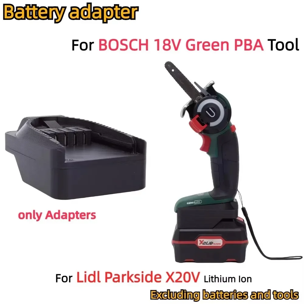 Adaptador Conversor para Bateria de Íon-lítio Lidl Parkside X20v Team para Ferramentas Elétricas sem Fio Bosch 18v Verde Pba Apenas Adaptador