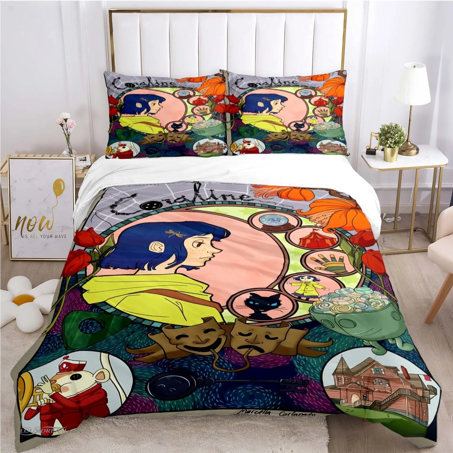 Coraline Animated Movie All Season Duvet casal Cover Bedding Sets Soft Quilt Cover and Pillowcases Teen Single_Double_Queen_King