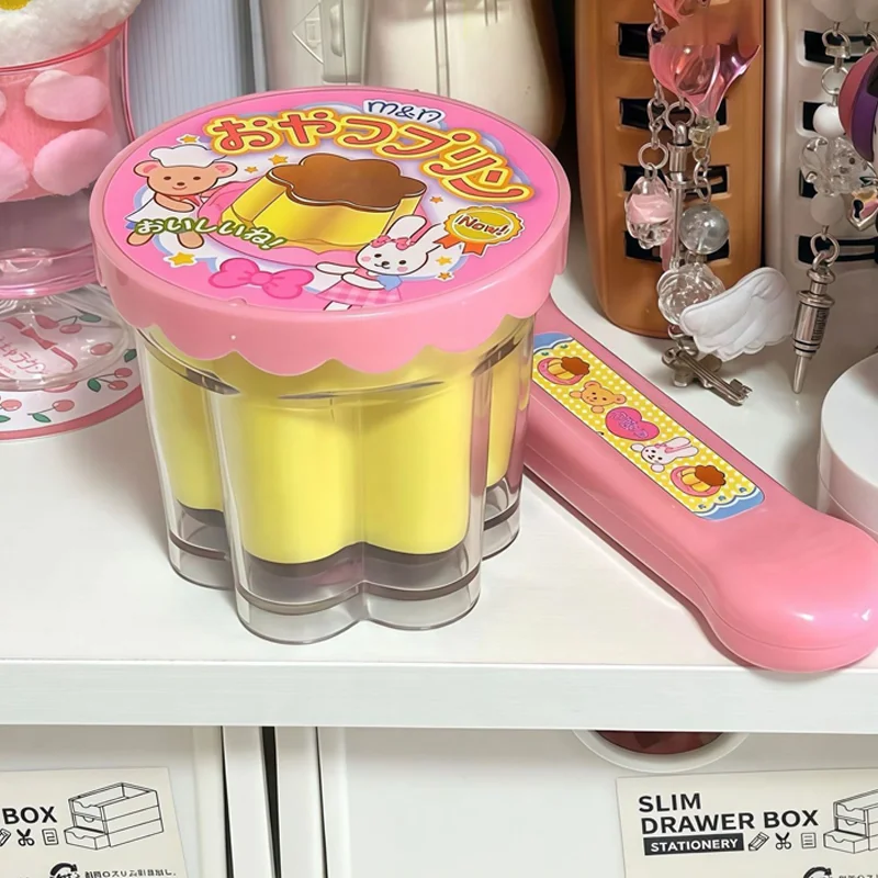 Feeding Pudding Feeding Toy Cute Pink Jelly Strawberry Pudding Set Desktop Ornament Models Desk interior for Children Funny Gift