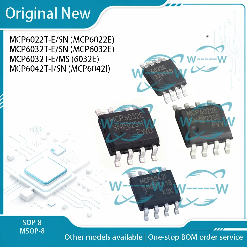 5-50PCS) MCP6022T-E/SN MCP6032T-E/SN MCP6032E MCP6032T-E/MS 6032E MCP6042T-I/SN MCP6042I MCP6022 MCP6032 MCP6042 SOP-8 IC CHIP