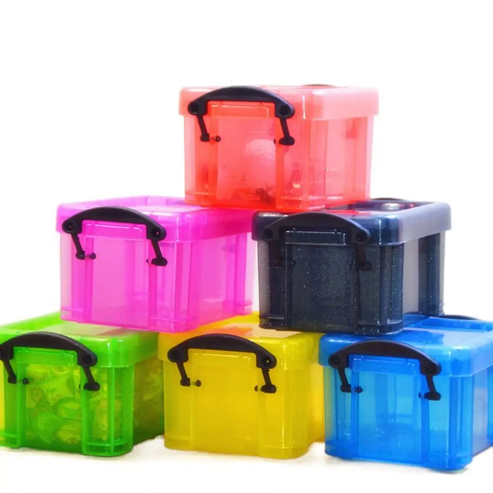 Multi-functional Mini Buckle Storage Box Candy Color Transparent Mini Storage Container Minimalism Plastic Desktop Organizer Box