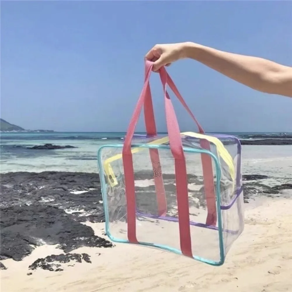 Large Capacity Transparent Jelly Bag Hot Sale PVC Waterproof Beach Bag Transparent Swimming Storage Bag Outdoor