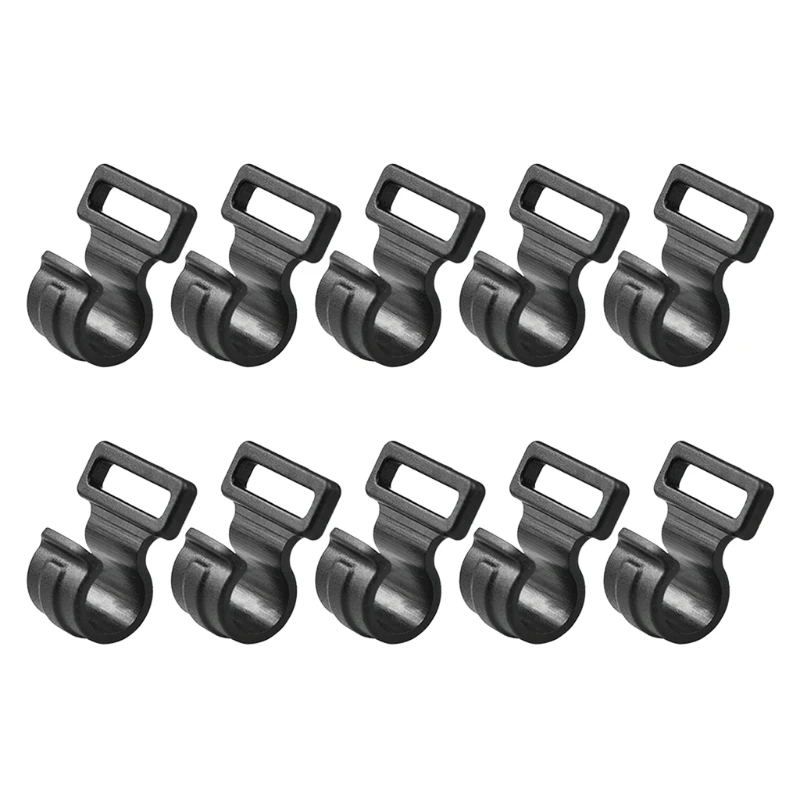 Y1UB 10Pcs Tent Clip Wind Rope Clamp Tent Hooks for Lanyards Snap Clip Clasp, Basic Buckle Lanyard Hooks for Hanging Black