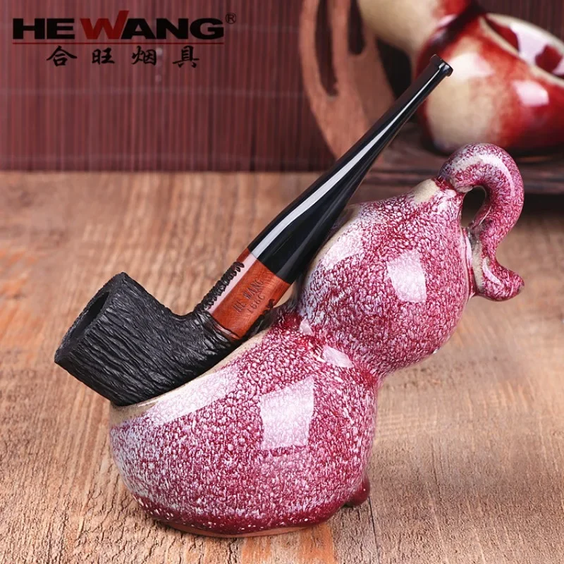 Classic Black Smoking Pipe Wood Pipe 3mm filter Handmade Tobacco Pipe Random Engraved Pipe free tools set