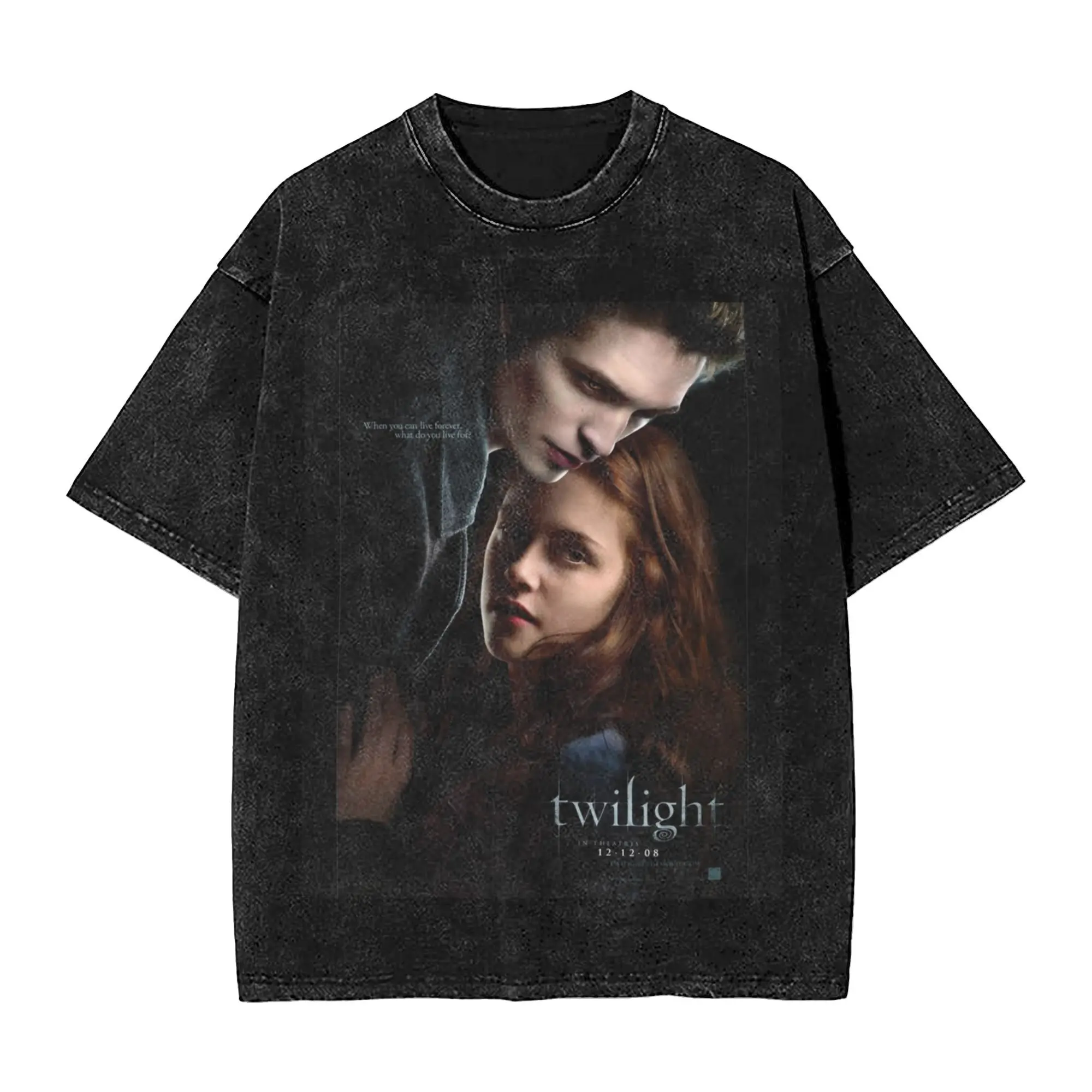 Twilight T Shirt Hip Hop Washed Short Sleeve Oversize T-Shirts  Novelty for Men Women Tops Streetwear Printed Tee Shirt