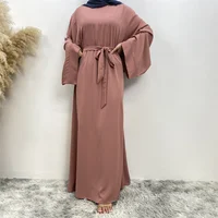 Nouvelle robe Abaya musulmane pour femmes, vendue à Dubaï au Moyen-Orient, robe islamique en tissu filet de couleur unie, robe longue en dentelle 5