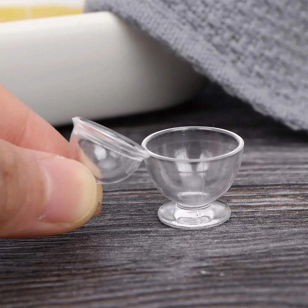 Copas en miniatura transparentes, juguete artesanal, vajilla para casa de muñecas, Mini platos, tazas decorativas