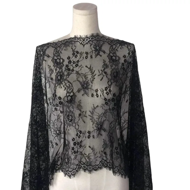 

3M Long,48CM Wide High Quality Thickened Eyelashes Lace Fabric DIY High-end Dress, Wedding Dress, Home Textile Decorative Fabric