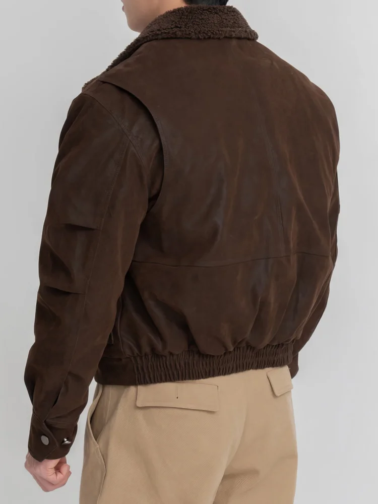 American Retro Turn Down Collar Male Comfortable Faux Leather Jacket Solid Color Long Sleeves Zipper Warm Men Loose Outerwear