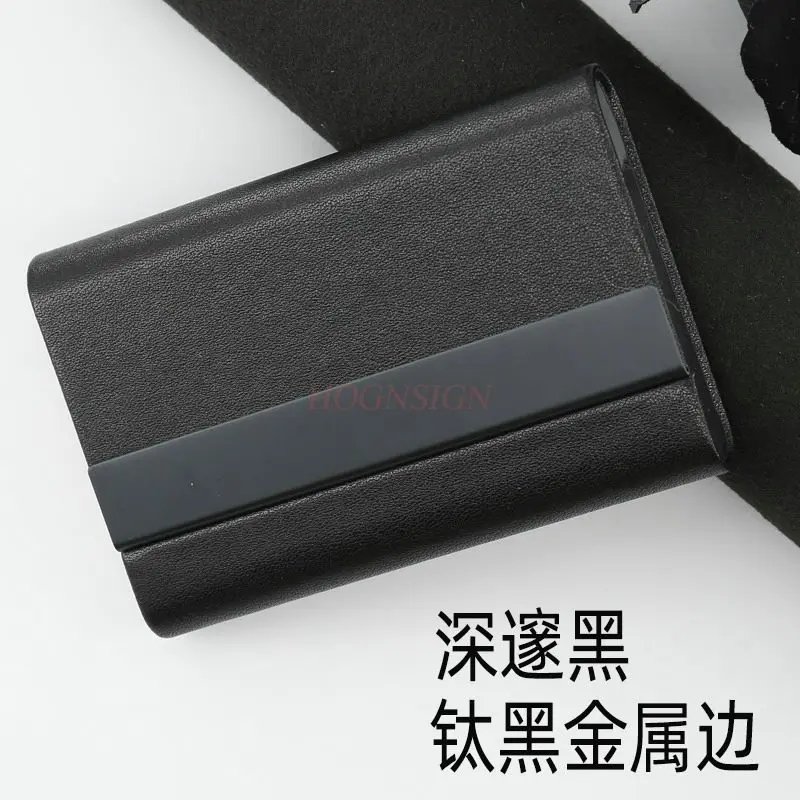 قطعة واحدة من صندوق بطاقات العمل مصنوع من جلد البقر الصغير، حامل بطاقات عمل ذو سعة كبيرة للتخزين، محمول وسهل الحمل #1