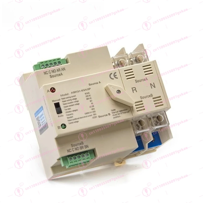 

2P 4P 63A ATS Детали генератора ПК Двойной мощности Автоматический резервный выключатель