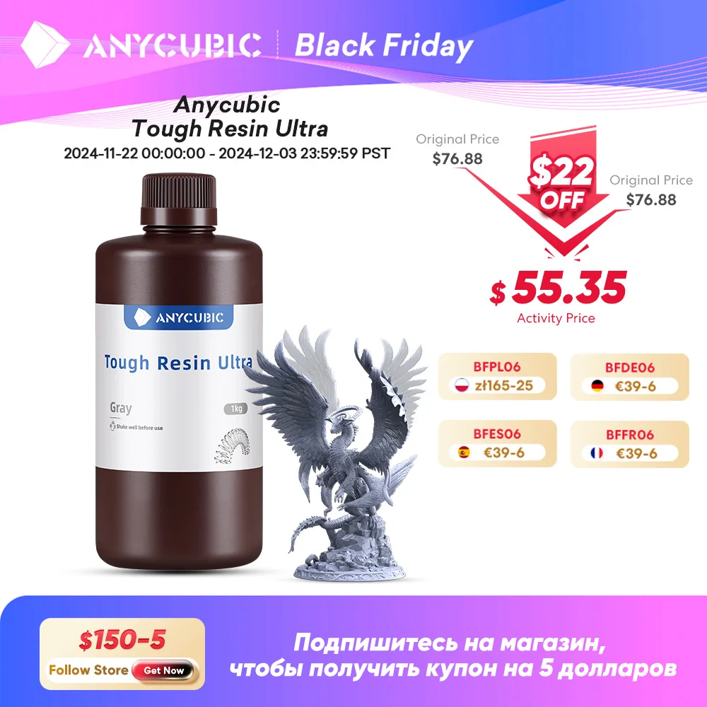 ANYCUBIC Tough Resin Ultra For 3d Printer For Photon Mono 2 Liquid Resin 3D Printing Materials Strong Impact Resistance Resin