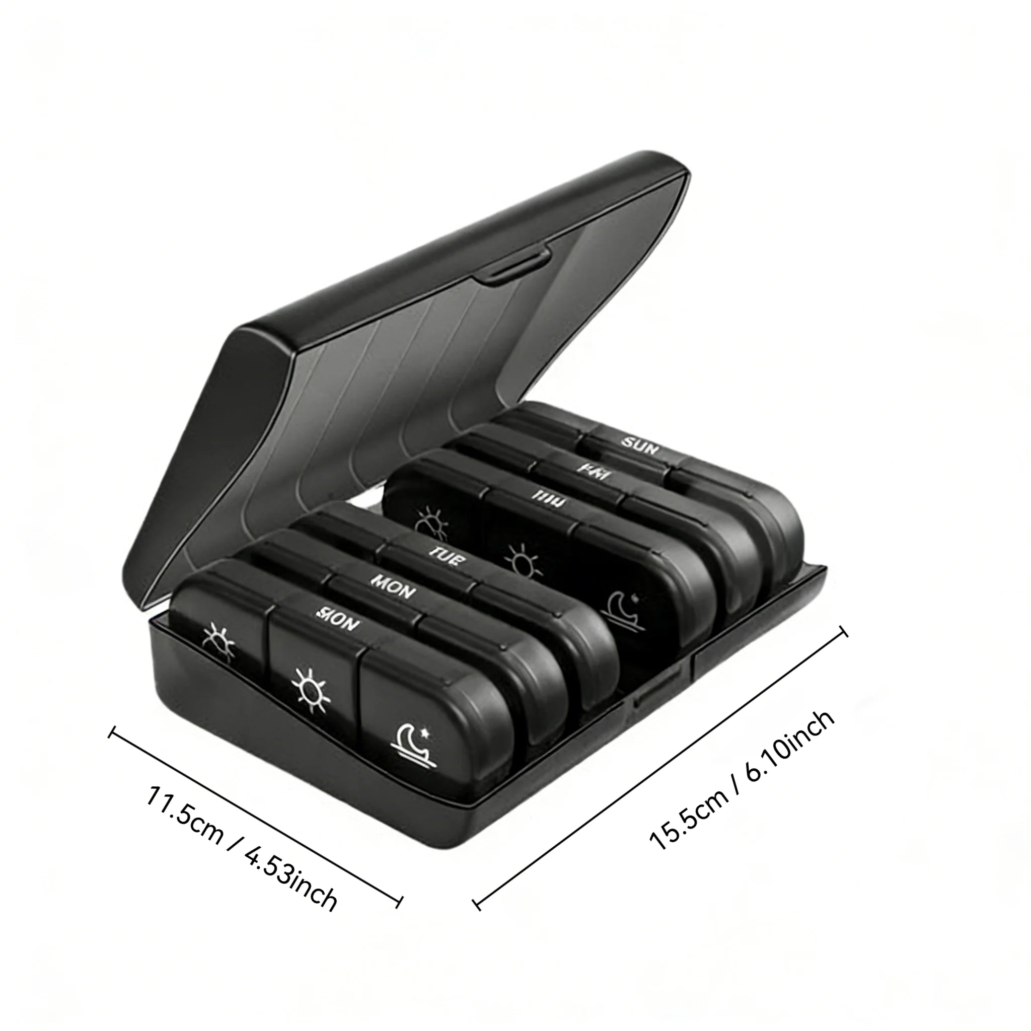 Caixa de comprimidos portátil compacta, de grande capacidade, resistente, para viagem, organizador de comprimidos para 7 dias, 3 vezes por dia, ideal 