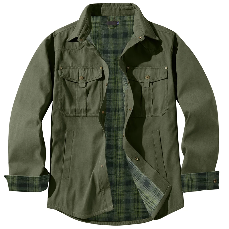 DIMUSI Men Flannel Shirt Jacket Plaid 5