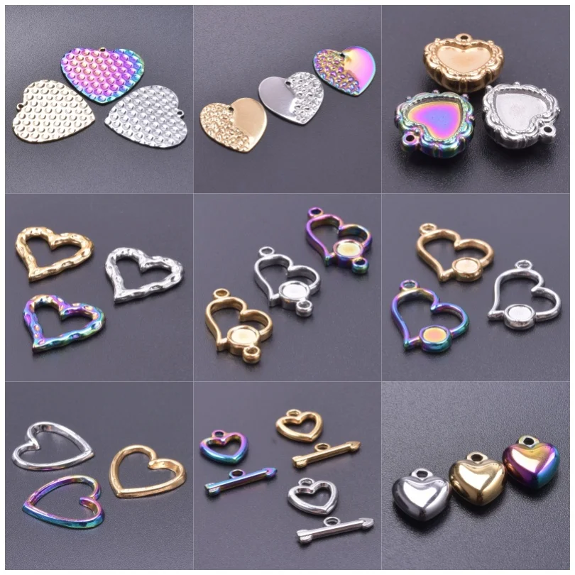 5pcs Gold Silver And Color Plated Love Charms Made Of Stainless Steel For You To Choose DIY Handmade Pendant Bracelet Accessory