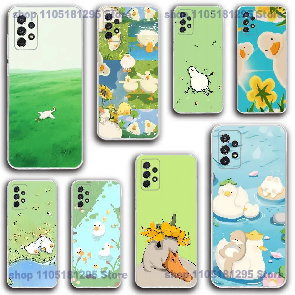 

Cute Cartoon Duck Design Kawaii Phone Case Silicone For Samsung S30,23,21,22,20 FE lite,S10,9,PIus Note20ultra Soft Transparent