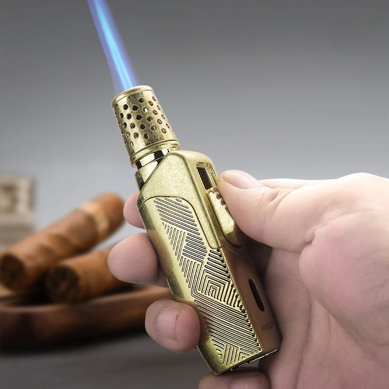 

Windproof Metal Cigarette Lighter Portable Inflatable Direct Charge Visible Window Trendy Cigar Lighter for Household Use tool