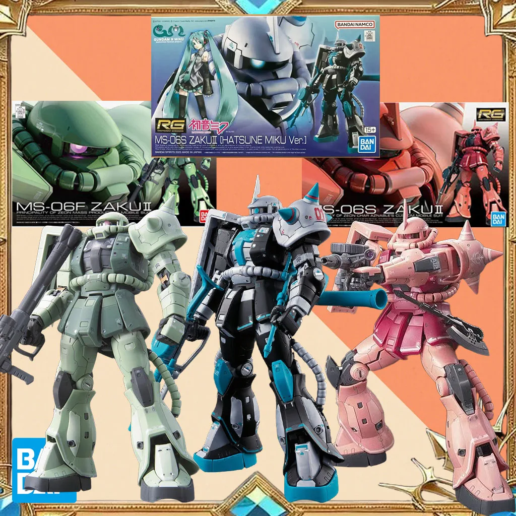 

Оригинальная коробка Bandai RG 1/144 Gundam MS-06S ZAKU2 HATSUNE MIKU Ver, фигурки аниме, собранная модель, фигурка, коллекционные игрушки
