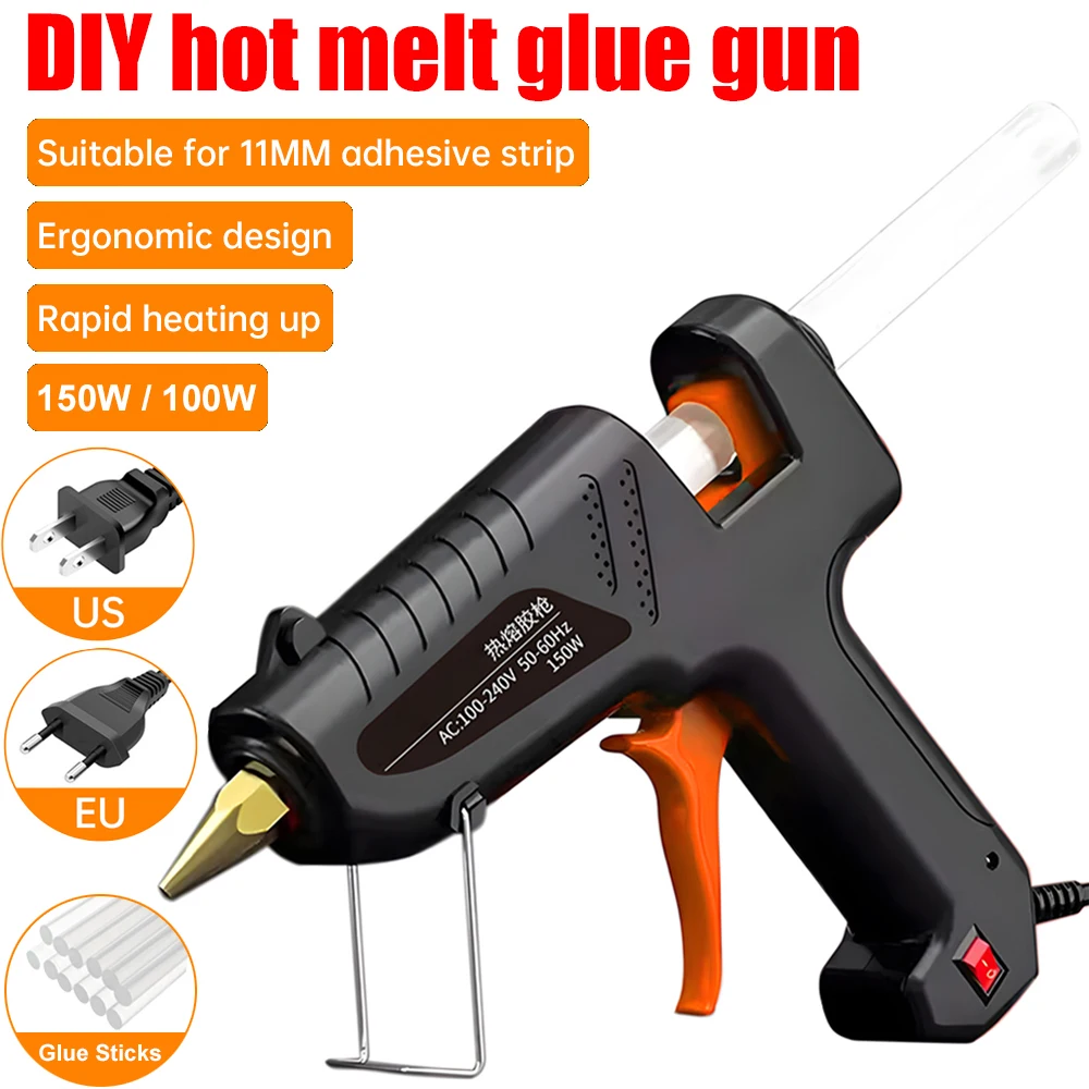 

150W 100W Industrial Grade Hot Melt Glue Gun DIY Hot Melt Gun With 10Pcs Glue Stick Handmade Small Glue Gun Electric Repair Tool