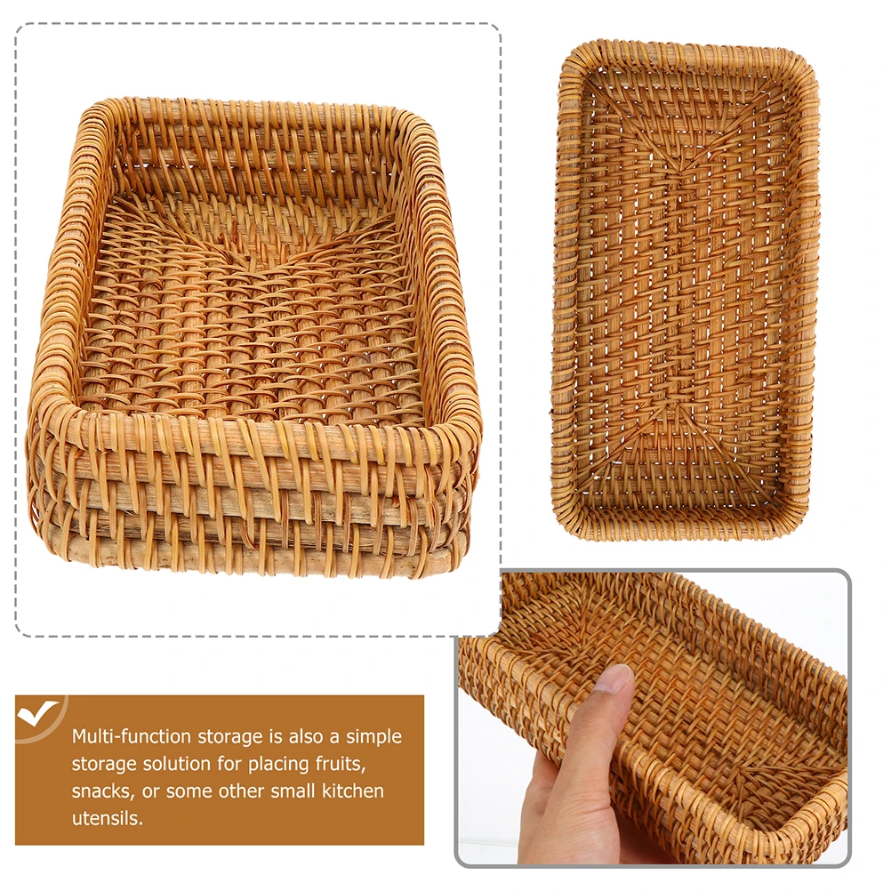 

Wicker Storage Basket Desktop Baskets Large Seaweed Natural Brown Autumn Vines Handmade Rattan