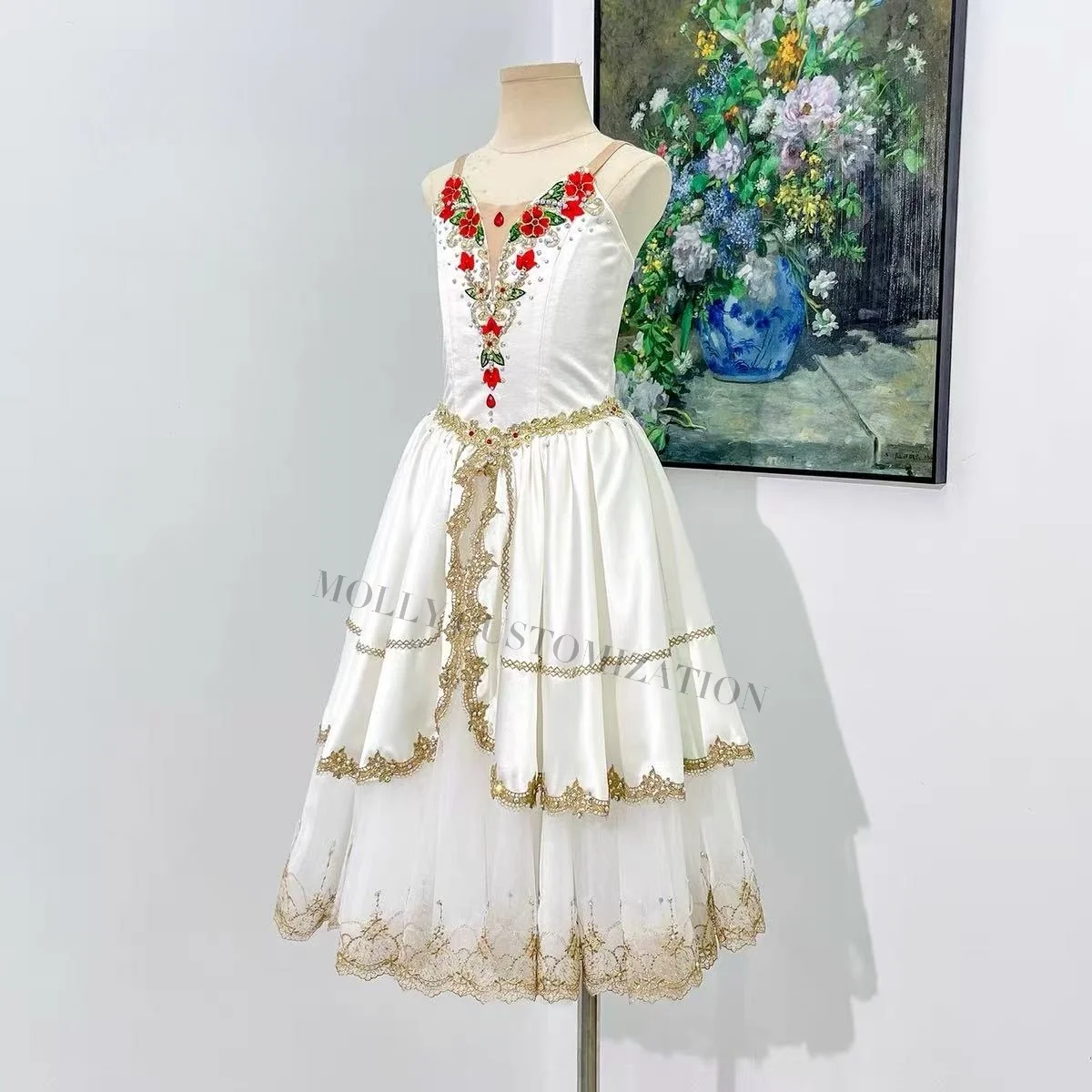 Hochwertiger, maßgeschneiderter, neuer Flora's Awakening Paquita Ballett-Wettbewerbsrock aus langem Tüll für Erwachsene und Kinder. – Detail 6