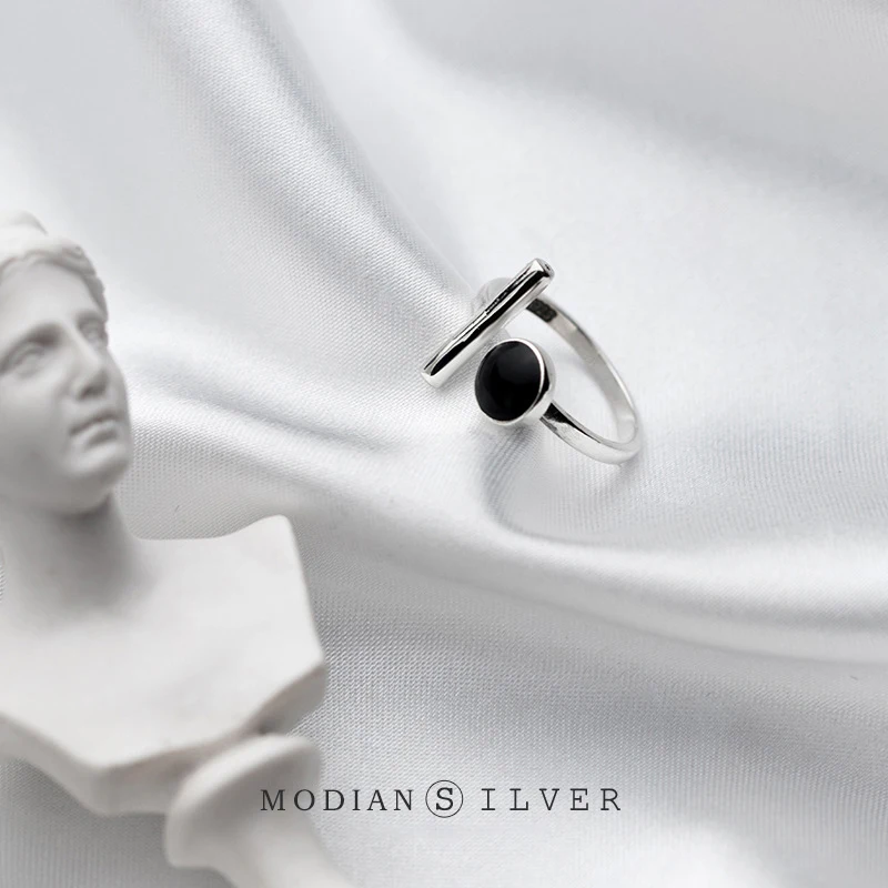 Modian New Fashion 925 Sterling Silver Simple Geometric Ring for Women Free Size Ring Hiphop Style Fine Jewelry Accessories