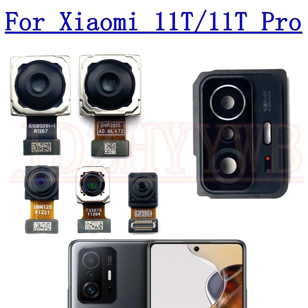 Front Rear Camera For Xiaomi Mi 11T Pro Mi11T Frontal Selfie Small Back Facing Main Camera Flex Cable Frame With Glass Lens image 3